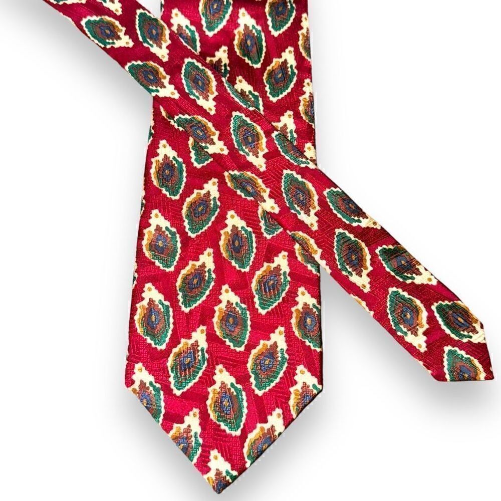 Ferrell Reed Abstract Red Paisley Made in USA Silk Tie
